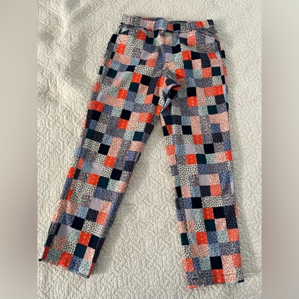 Land's End Women's Mid Rise‎ Pull On Chino Ankle Pants Patchwork Print Size 6
